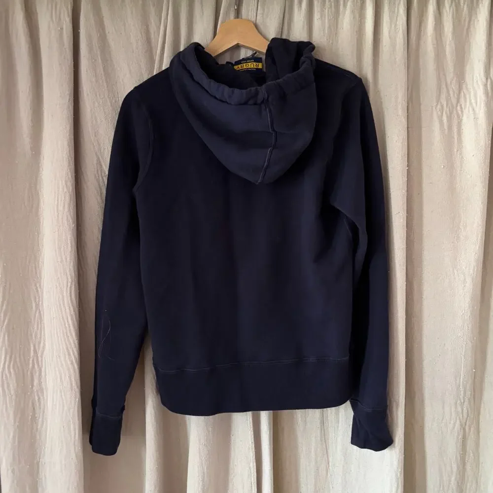 Rugby Ralph Lauren Navy Yellow Chevron Zip Hoodie Size L Vintage 2004 - Picture 3 of 7